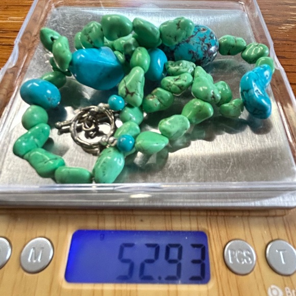 Artisan Necklace Gemstone Turquoise Howlite beads Sterling silver 925 clasp - Picture 9 of 9